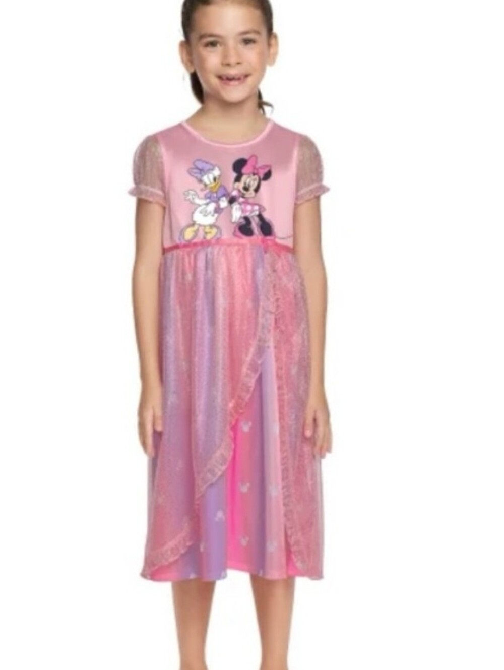 Girls' Fantasy Daiay & Minnie Pajama Gown - Disney Jr. - Pink - 5